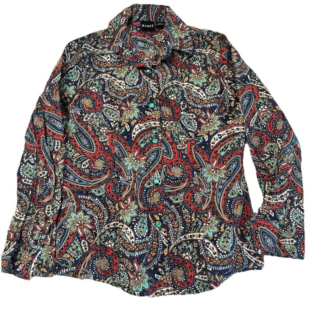 CRUEL GIRL Western Paisley Snap-Up Shirt~Size 8 Medium Rodeo